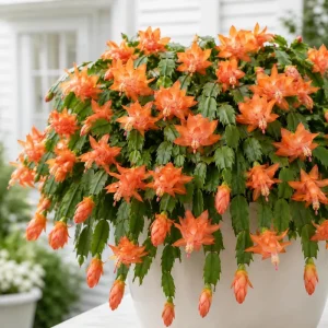 Set of 2 Orange Christmas Cactus Live Plants – 4-8 Inch Tall Holiday Cacti Indoor - Image 1