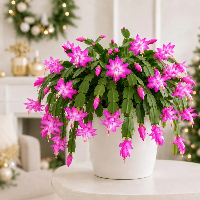 Set of 2 Pink Christmas Cactus Live Plants, 4-8 Inch, Indoor, Schlumbergera - Image 1