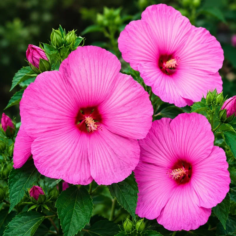 Set of 2 Pink Hibiscus Live Plants, Tropical Shrub, 4-8 Inch Tall, Outdoor - Image 1
