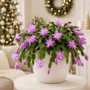 Set of 2 Purple Christmas Cactus Live Plants – 4-8 Inch Tall – Indoor Tropical Schlumbergera - Image 1