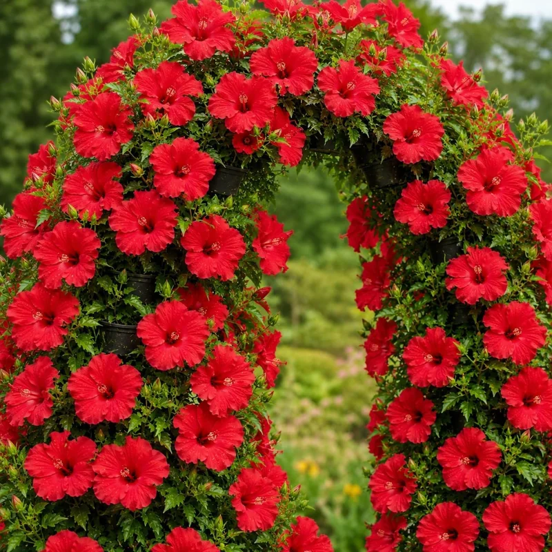 Set of 2 Red Hibiscus Live Plants, Red Flowering Tropical Shrub, 4-8 Inch Tall, Outdoor - Image 1