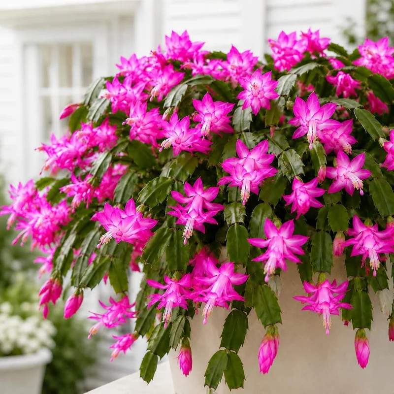 Set of 4 Pink Christmas Cactus Live Plants, 4-8 Inch Tall, No Pot, Indoor - Image 1