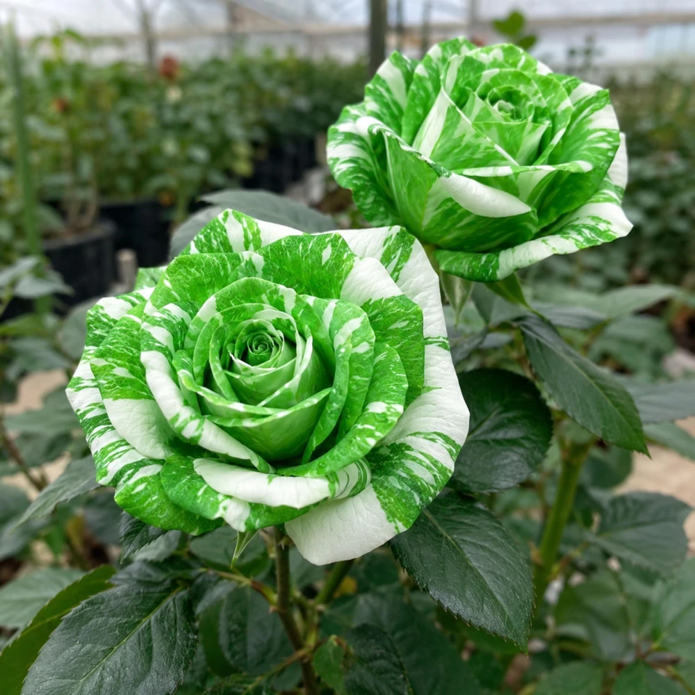 Green & White Striped Rose Seeds - Unique Bicolor Flowers for Garden - Image 3