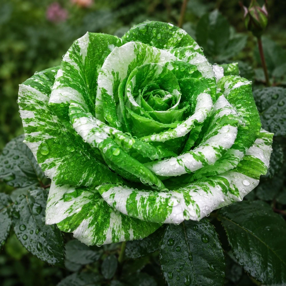 Green & White Striped Rose Seeds - Unique Bicolor Flowers for Garden - Image 4