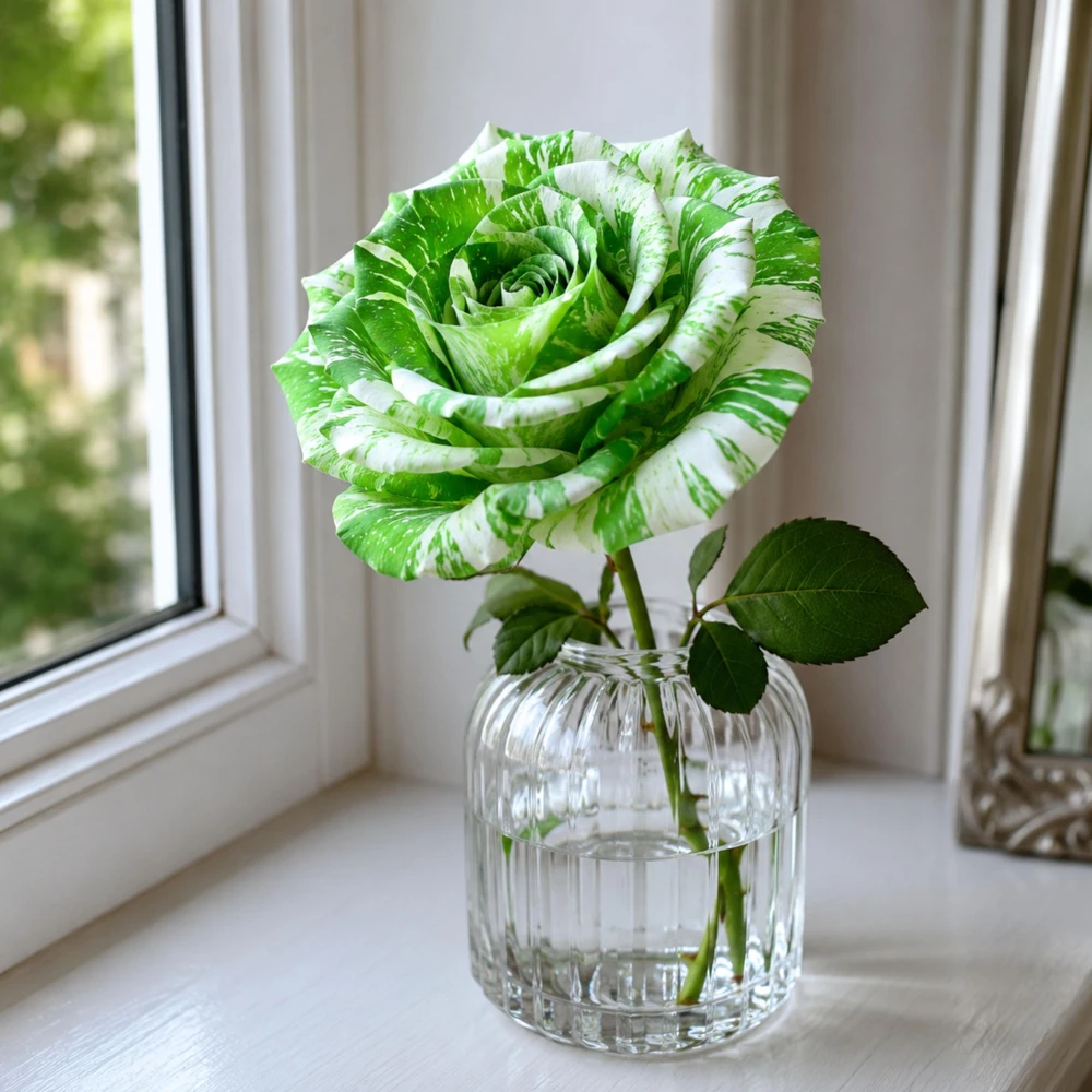 Green & White Striped Rose Seeds - Unique Bicolor Flowers for Garden - Image 9