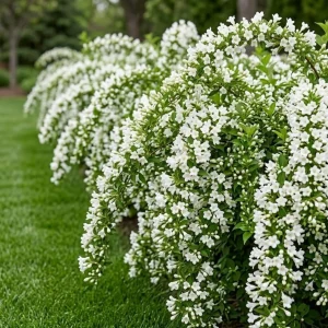 Pack of 2 White Weigela Shrub Live Plants - Reblooming Hardy Flowering Bush 6-12 Inch Tall in 4 Inch Pot, Outdoor - Image 1