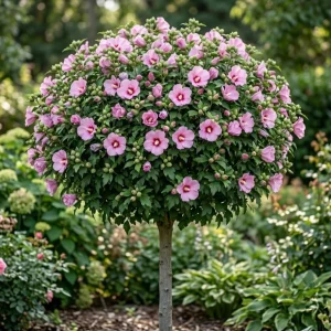 Pink Althea Rose of Sharon Live Plant 8-12 Inch Tall Qt - Hardy Flowering Shrub for Outdoor - Image 1