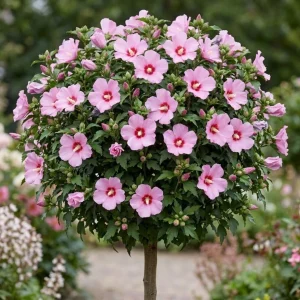 Pink Rose of Sharon Live Plant - Hardy Hibiscus Syriacus Shrub, 2-Pack, 8-12 Inch Tall, Quart Pot, Outdoor - Image 1