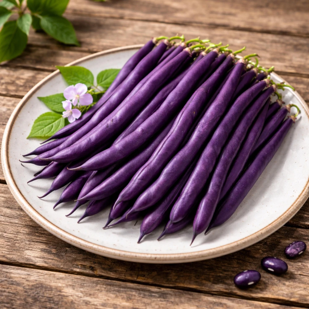 Purple French Filet Pole Bean Seeds - Heirloom, High Yield, 20 Seeds - Image 2