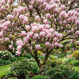 Saucer Magnolia Shrub Tree Live Plant, 6-12 inches Tall, Fragrant Pink & White Blooms, Outdoor Deciduous - Image 1