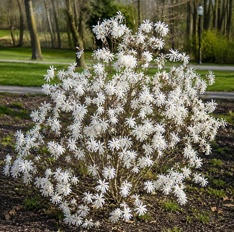 Star Magnolia Shrub Tree Live Plant, Fragrant White Blooms, 6-12 inches Tall, Outdoor - Image 1