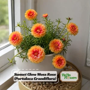Sunset Glow Moss Rose Seeds - Portulaca grandiflora - Mixed Orange, Pink, Red, Yellow Blooms - Heat Tolerant Ground Cover Flower Seeds - 30 Seeds - Image 1
