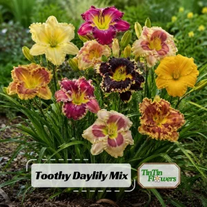 Toothy Daylily Mix Seeds - Hemerocallis hybrida - Fringed Edged Blooms - 20 Seeds - Image 1